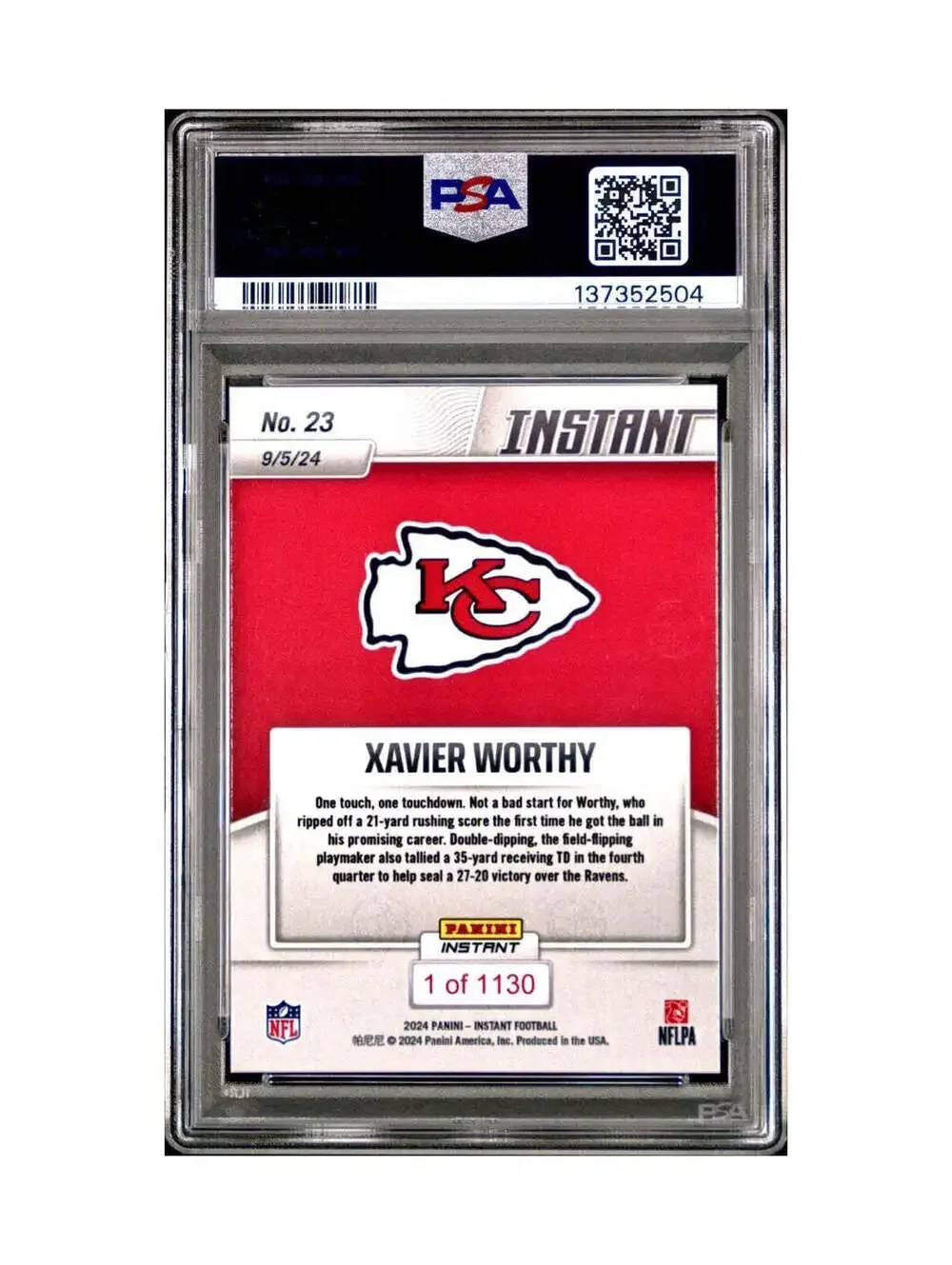 Xavier Worthy Rookie 2024 Panini Instant NFL #23 PSA 10 Gem Mint